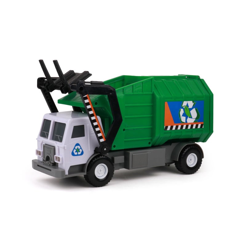 Mighty Fleet Mighty Motorized Garbage Truck Toy w/Lights & Sounds, Motorized Front Arm, Garbage Bin, Realistic Design & Batteries Included - Age 3+ - Image 2